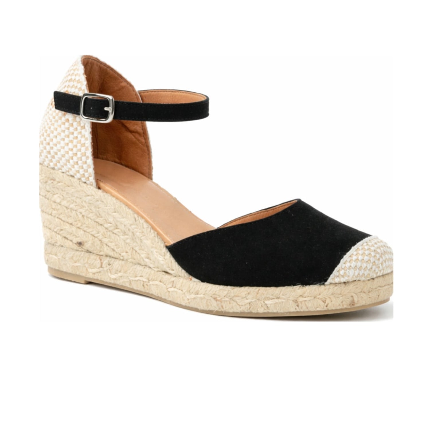 Jimena Medium Strap Wedges - Black