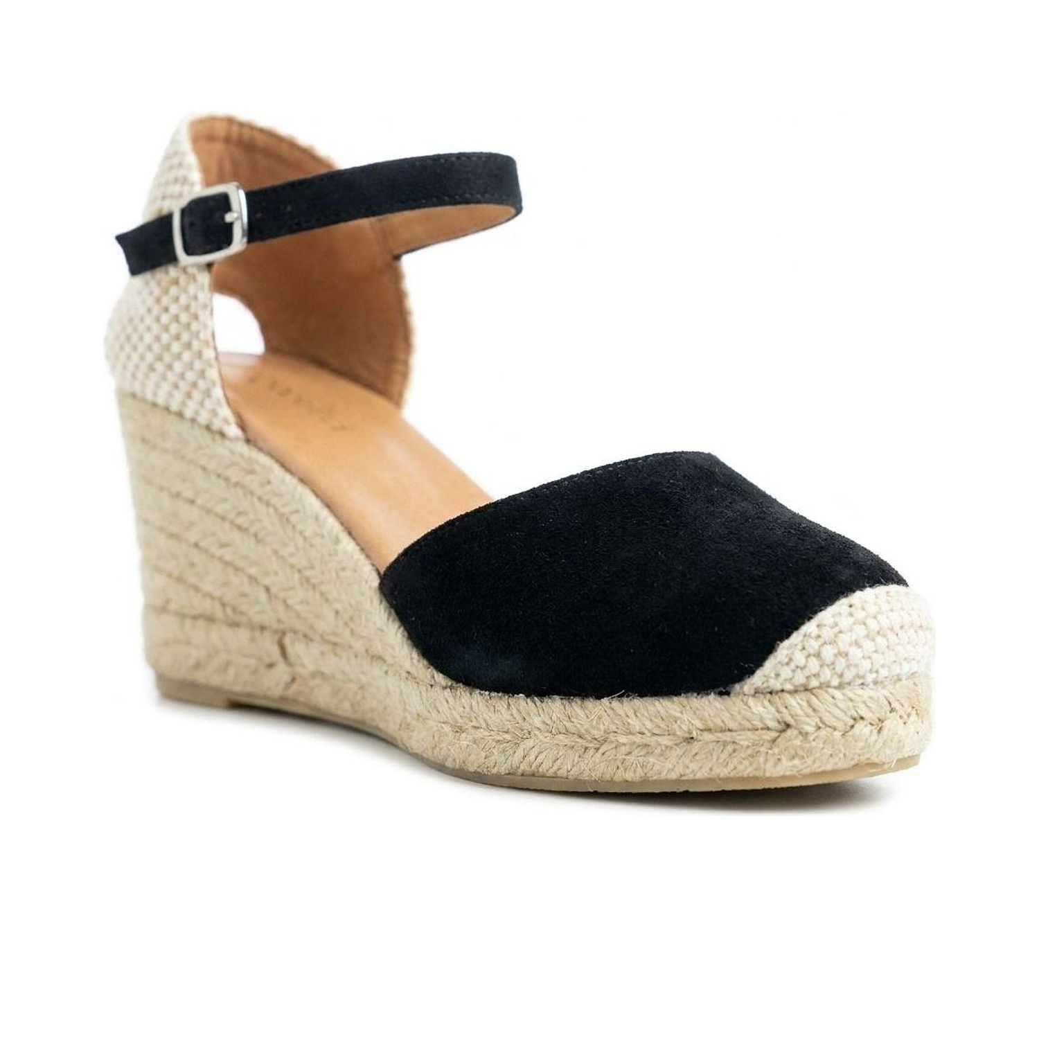 Jimena Medium Strap Wedges - Black