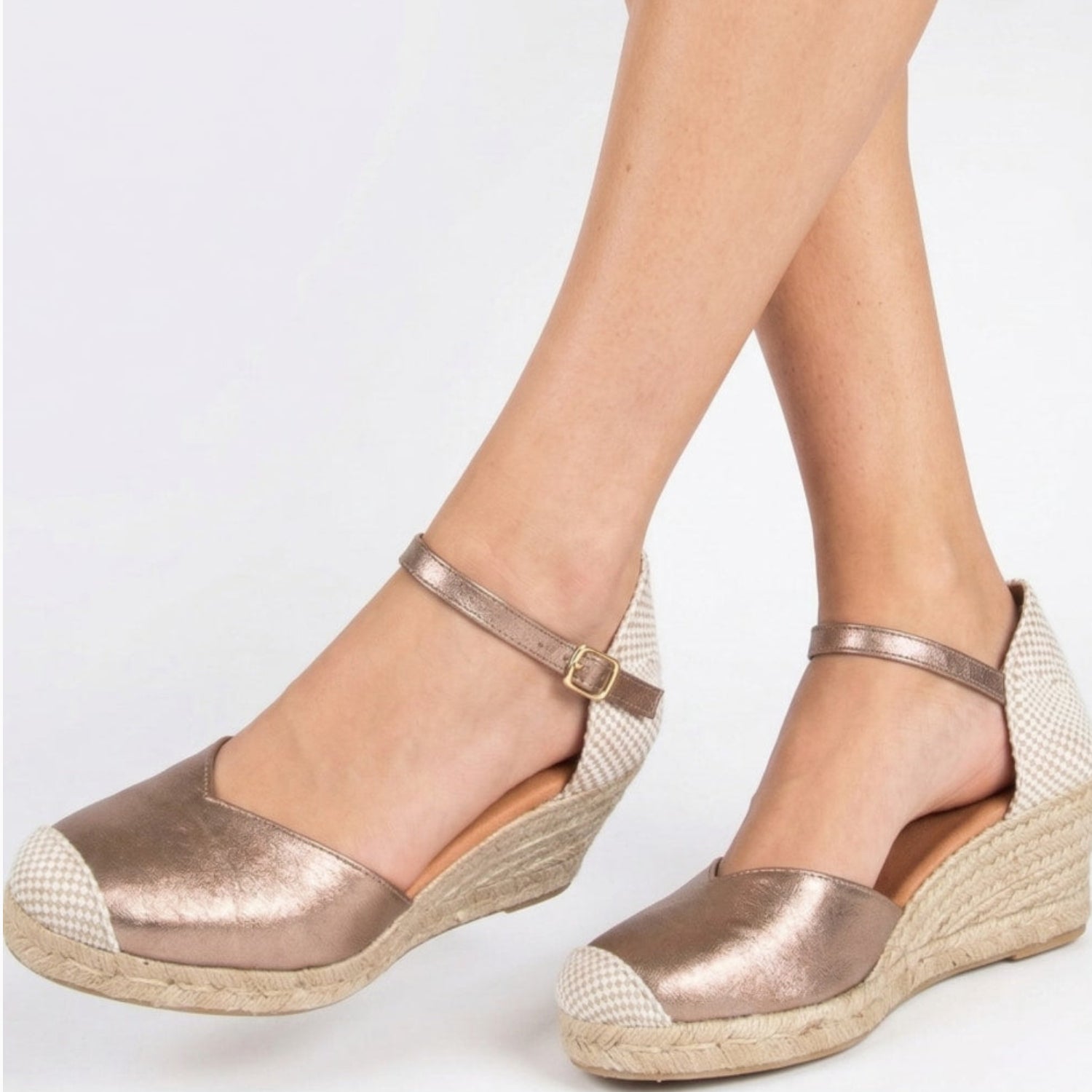 Jimena Mid Strap Wedges - Bronze