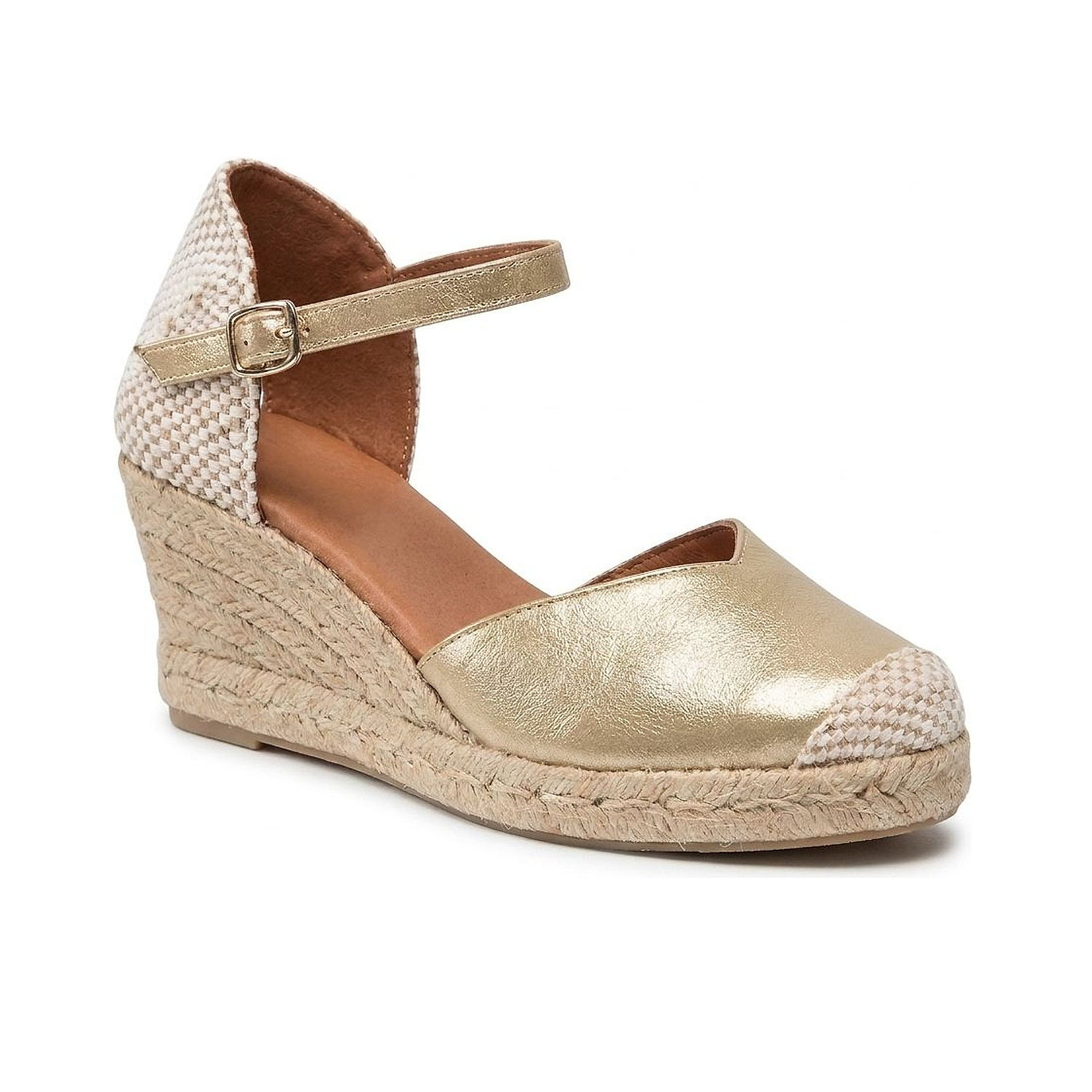 Jimena Mid Strap Wedges - Champagne