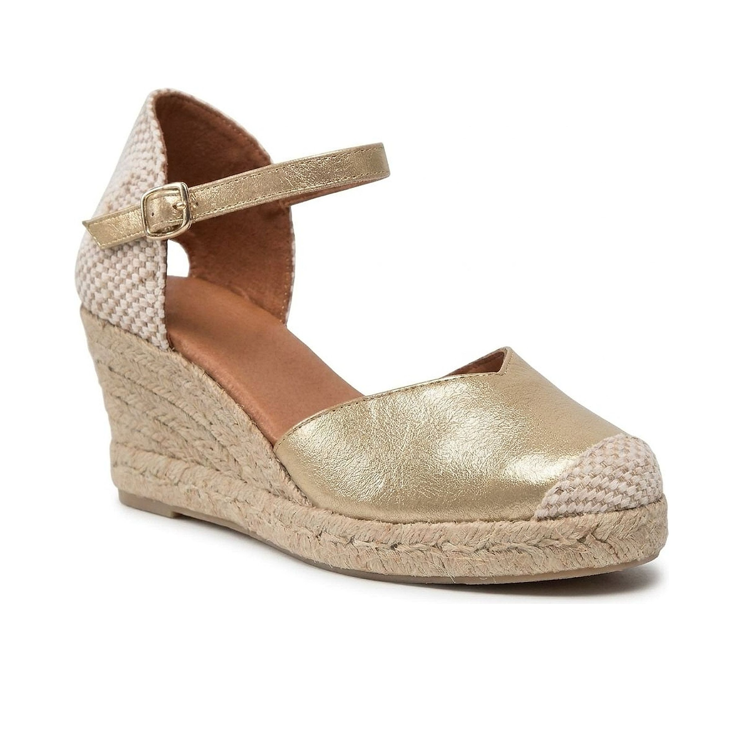Jimena Mid Strap Wedges - Champagne