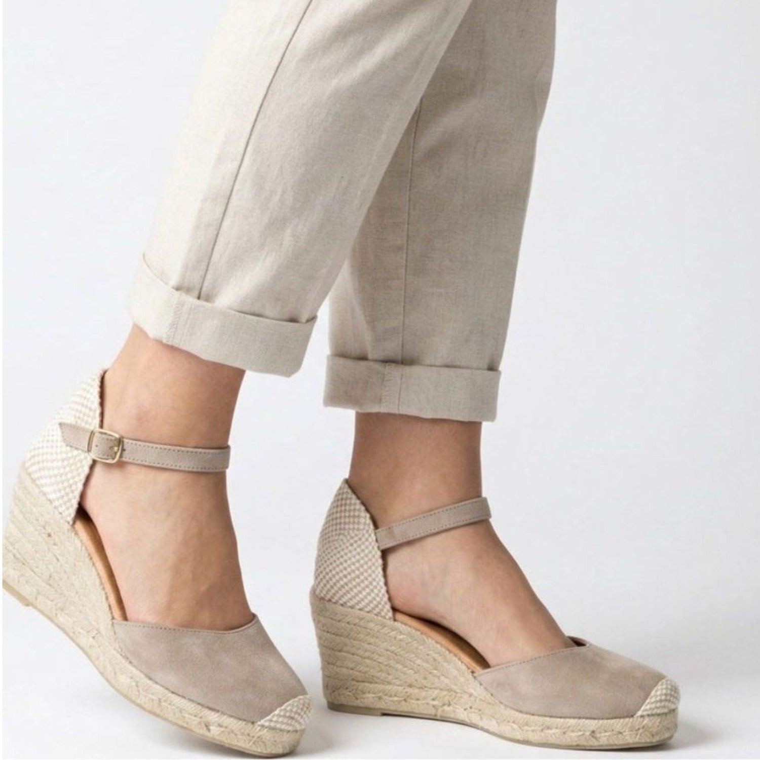 Jimena Medium Strap Wedges - Taupe