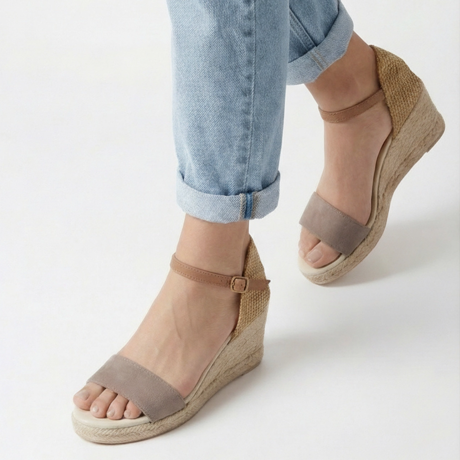 Jimena Single Band Wedges - Taupe
