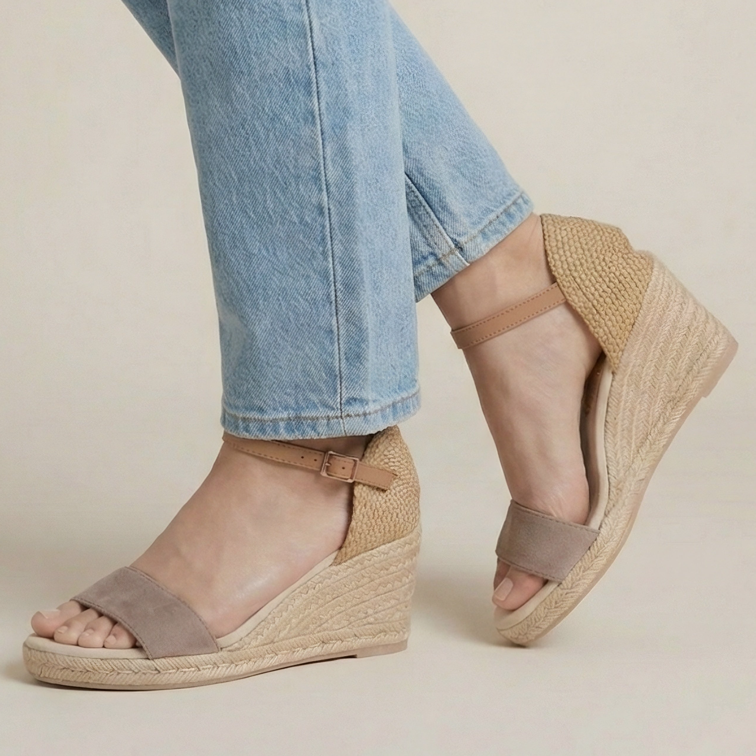 Jimena Single Band Wedges - Taupe