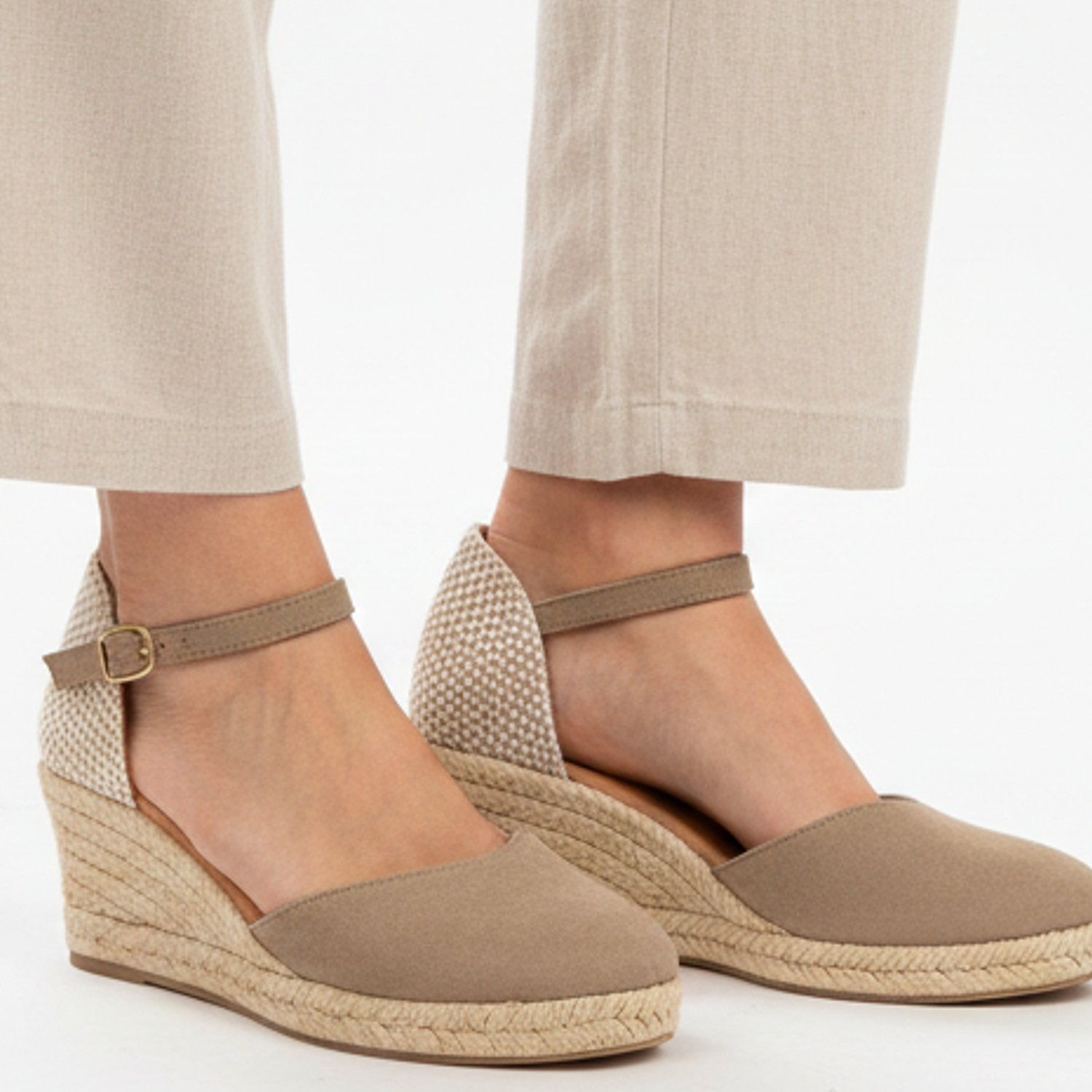 Jimena Small Strap Wedges - Camel