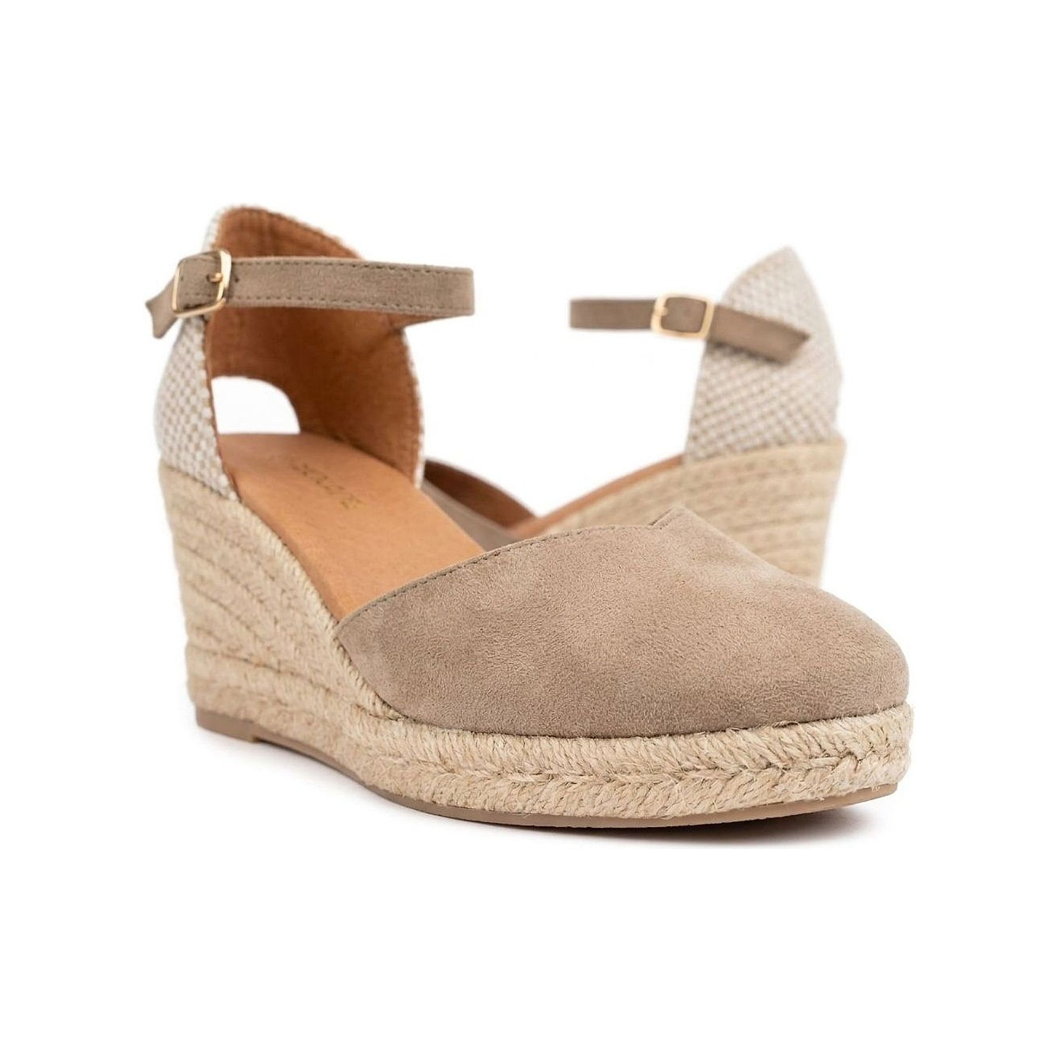 Jimena Small Strap Wedges - Camel