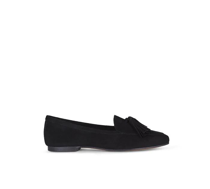 Cardiff Suede Black Loafer With Tassels