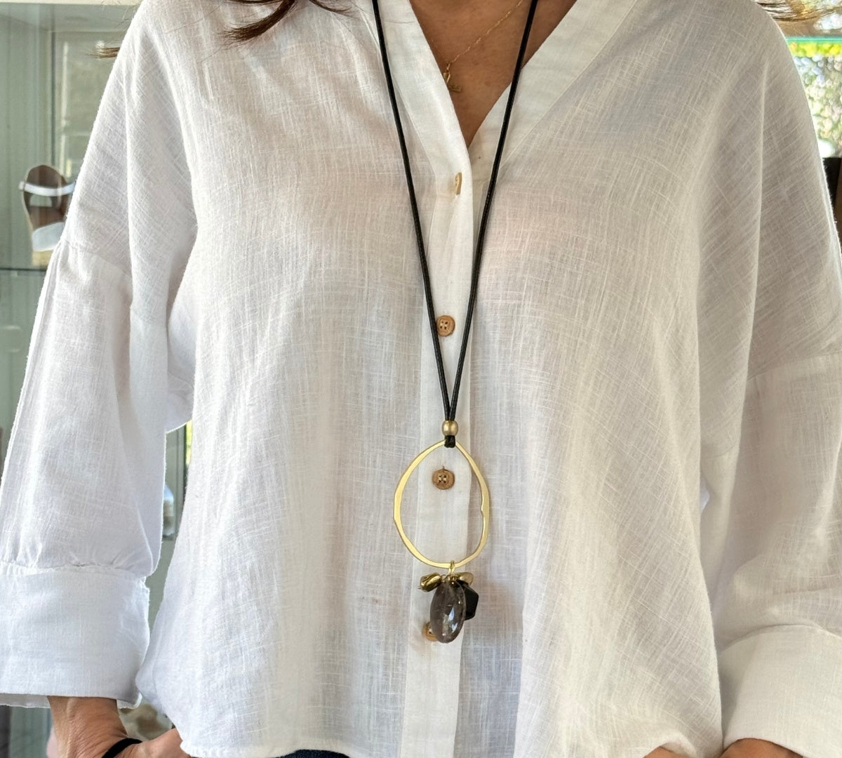 Luna Black Long Necklace