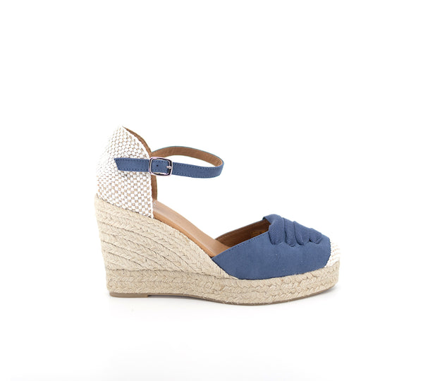 Jimena French Blue High Wedge Strap