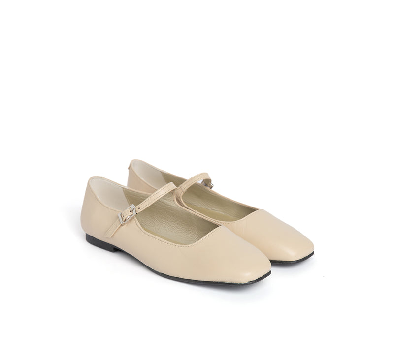 Mary Jane Square Toe Ivory