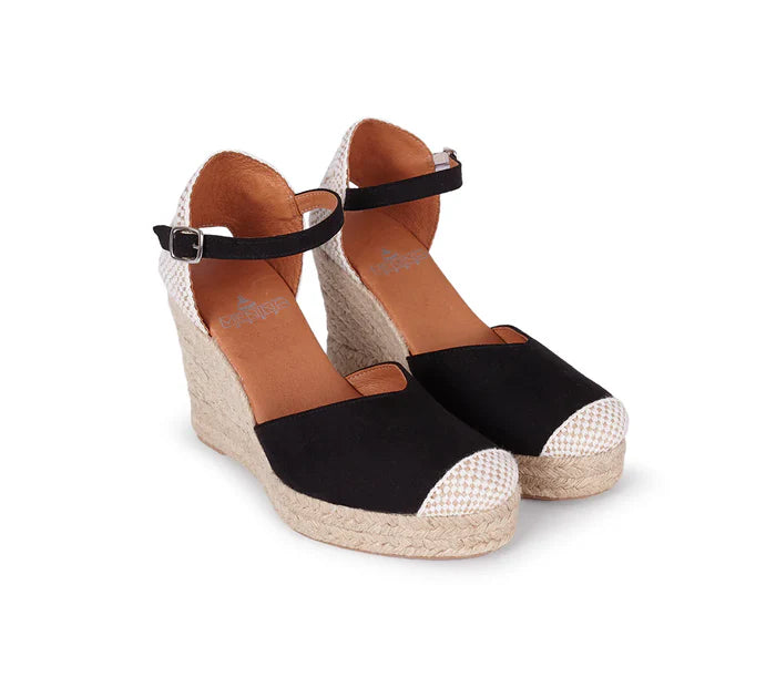 Jimena Black High Wedge Strap