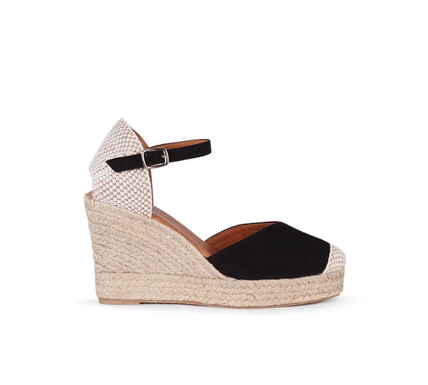 Jimena Black High Wedge Strap