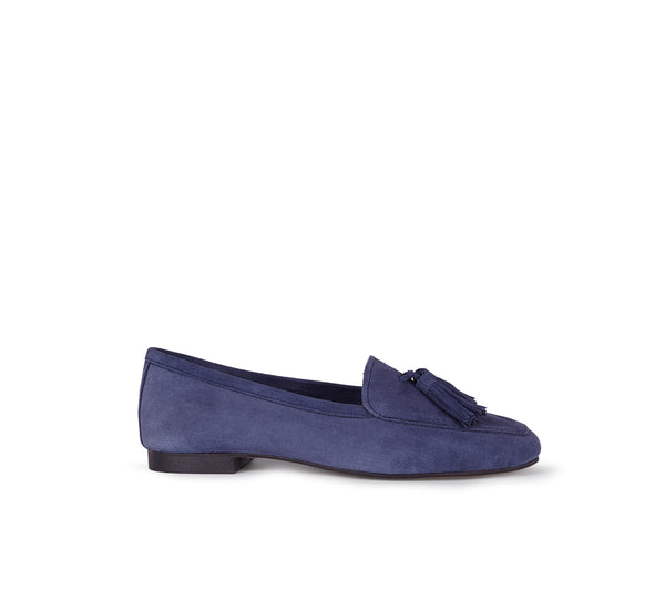 Cardiff Suede French Blue Loafer With Tassels