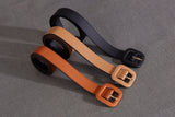 Leather Belt With Lined Buckle Camel