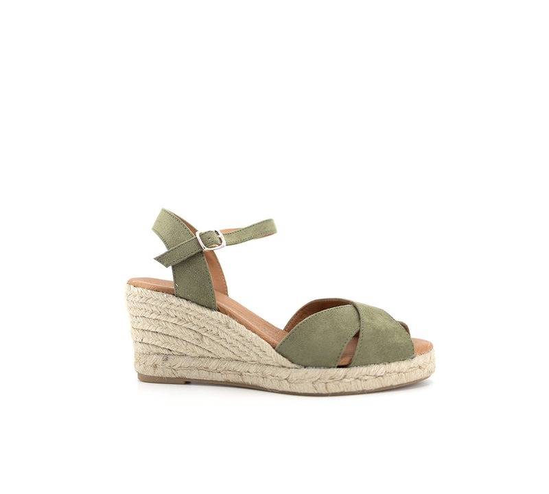 Jimena Olive Crisscross Medium Wedge