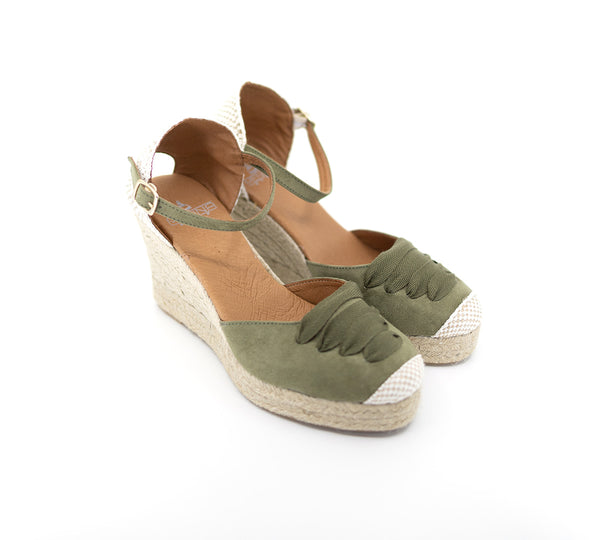 Jimena Olive High Wedge Strap