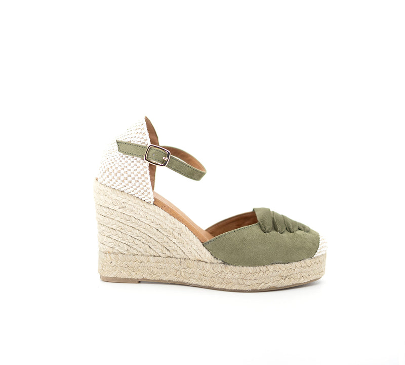 Jimena Olive High Wedge Strap