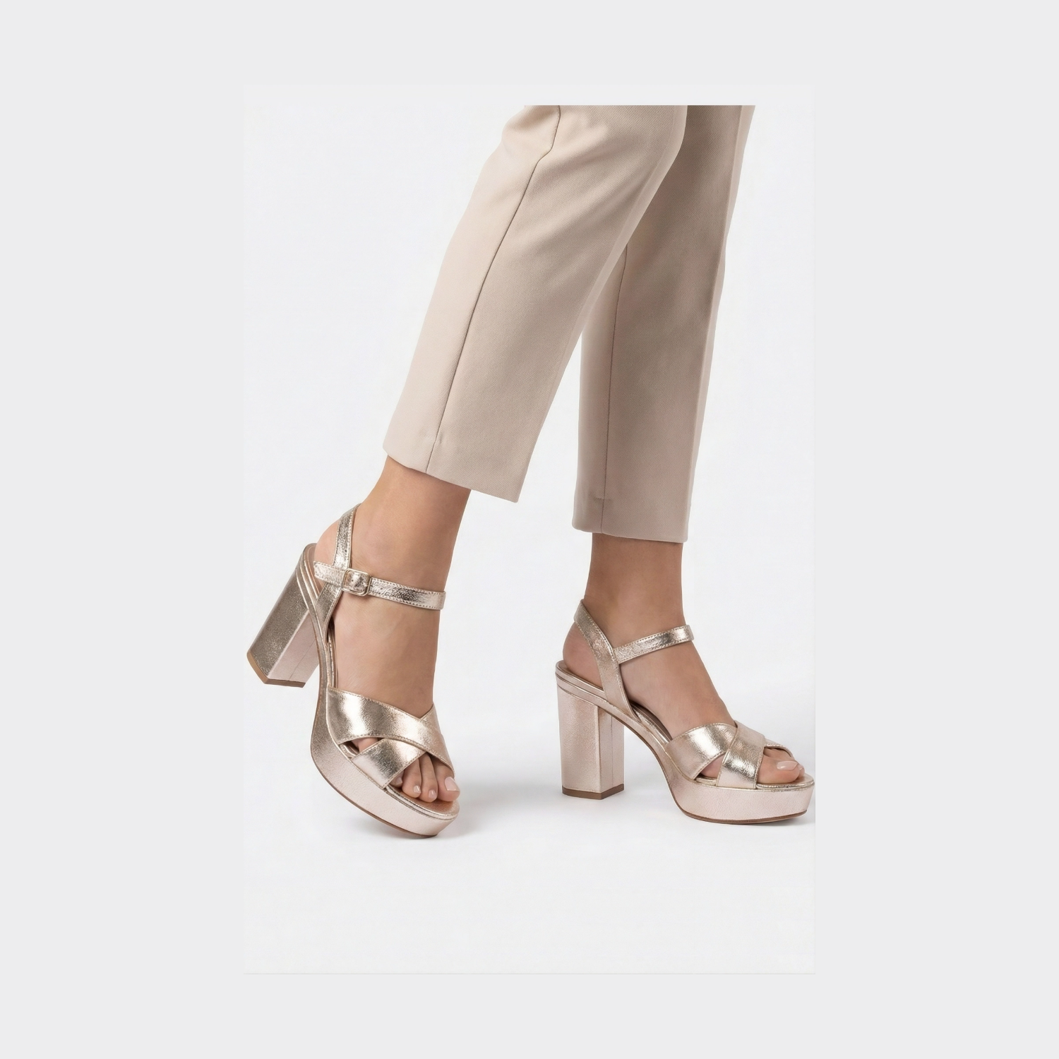 Pippa Heel Sandal - Metallic Champagne
