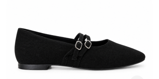 Amelie Double Strap Black Suede