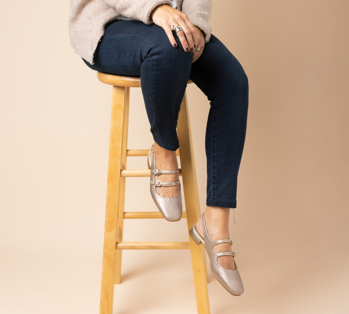 Mary Jane Champagne Double Strap