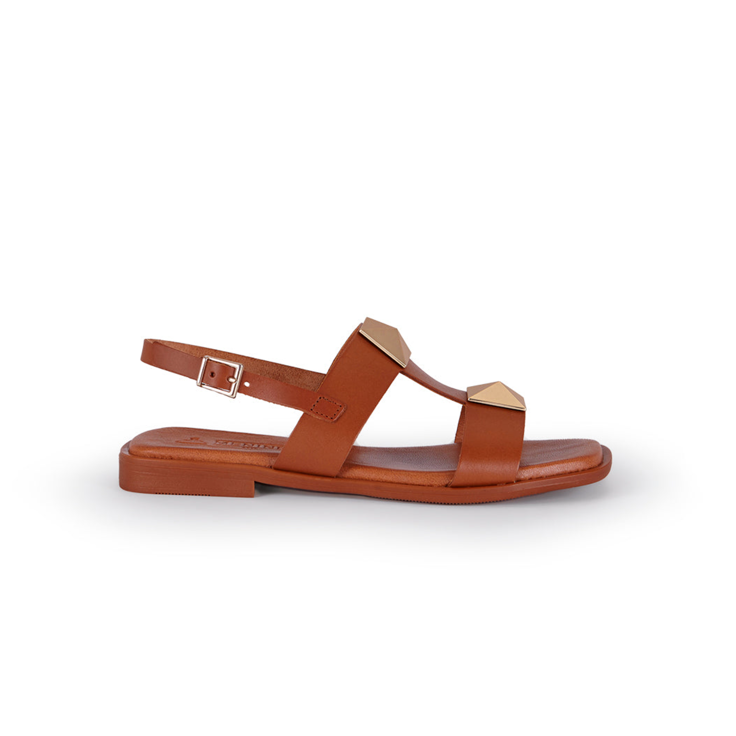 Valeria Bronce Two Strap Stud Oak Sandal