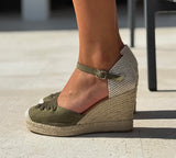 Jimena Olive High Wedge Strap