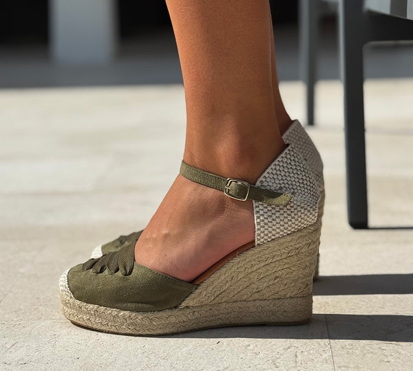 Jimena Olive High Wedge Laces