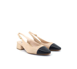 Berta  Nude Sling Back with Black Tip