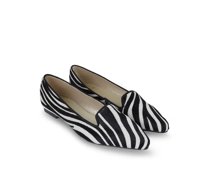 Pointy Black Loafer Zebra Calf Hair