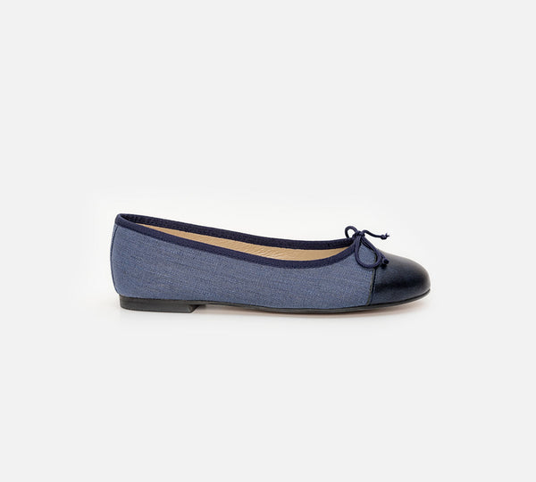 Chester linen blue leather toe