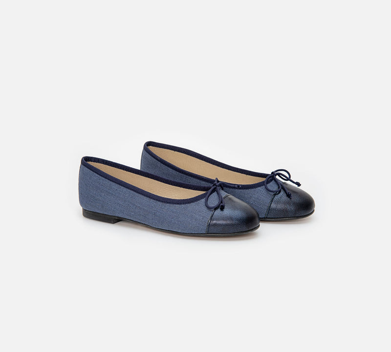 Chester linen blue leather toe