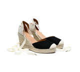 Gimena Knitted Toe Black High Wedge Laces