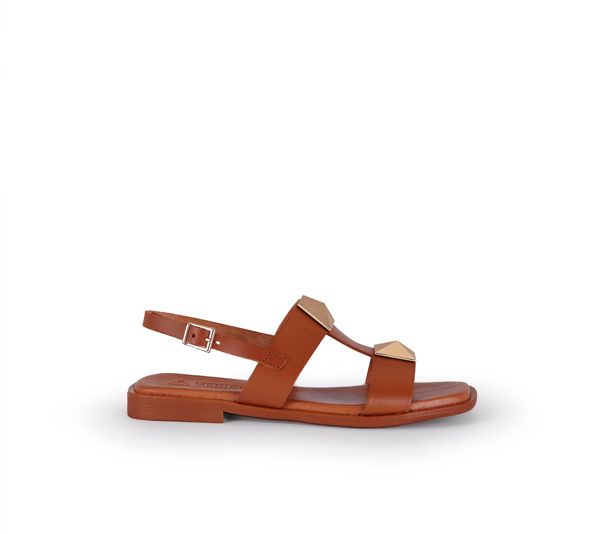 Valeria Bronce Two Strap Stud Oak Sandal