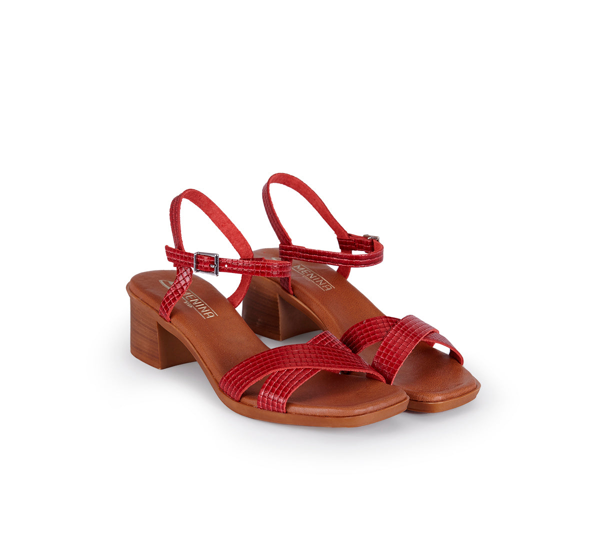 Bea Block Heel Crisscross Red