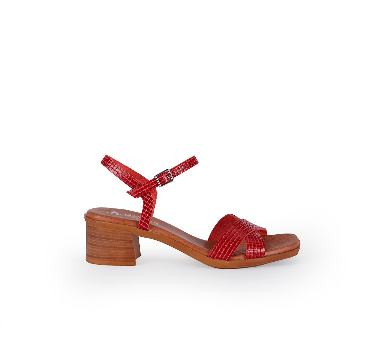 Bea Block Heel Crisscross Red