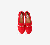 Toledo Red Suede Gold Studs