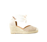 Gimena Knitted Toe Taupe Medium Wedge Laces
