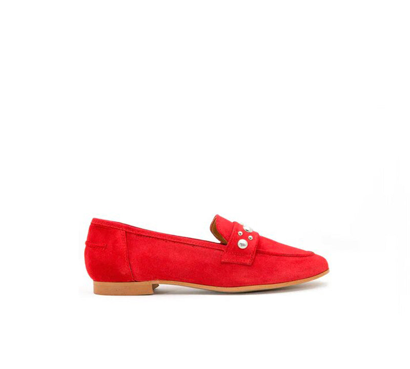 Toledo Red Suede Gold Studs